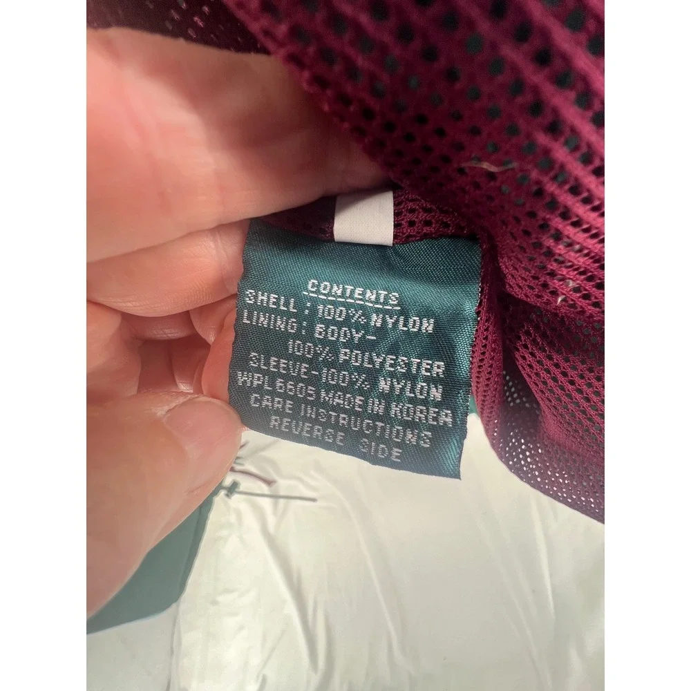 Vintage‎ Colorblock Windbreaker Jacket Burgundy Teal Embroidered Crest Nylon
